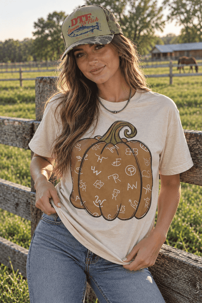Cattle Brand Pumpkin Graphic Tee in Cement