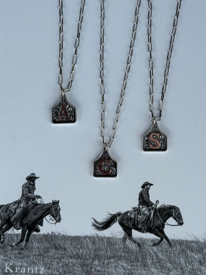 Cattle Tag Initial NecklaceA