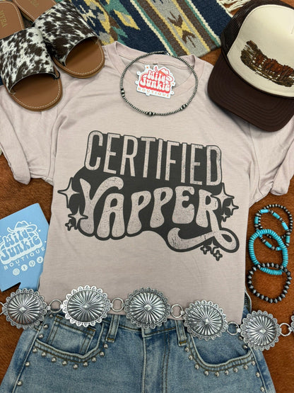 Certified Yapper Graphic TeePink GravelS