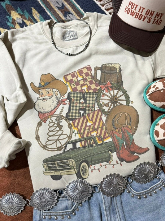 Country Christmas Santa Graphic SweatshirtSandS