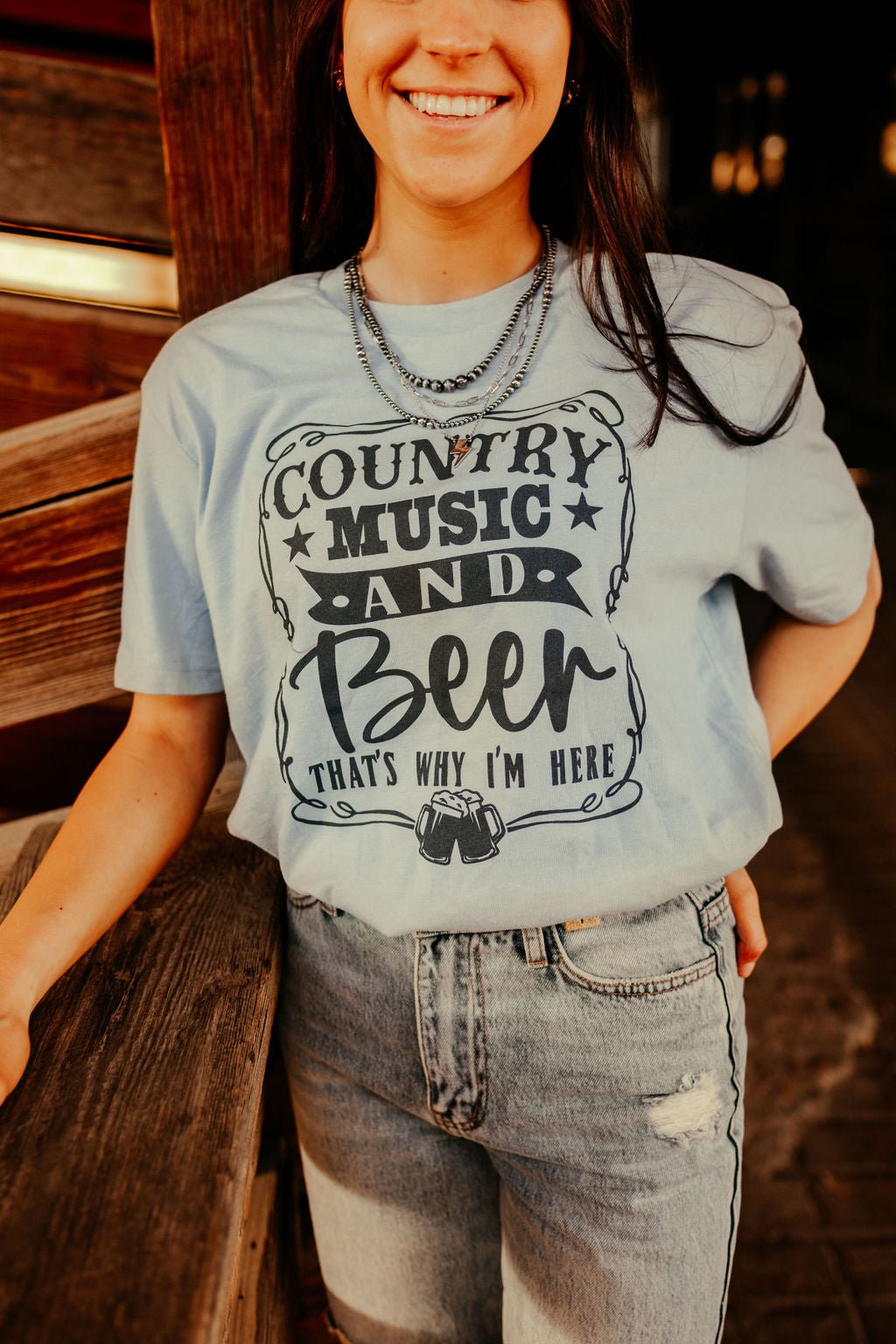 Country Music and Beer Graphic TeeBlueS