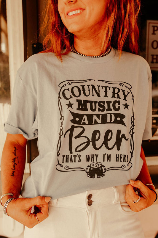 Country Music and Beer Graphic TeeBlueS