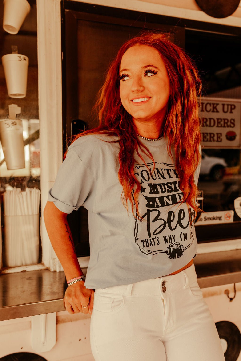 Country Music and Beer Graphic TeeBlueS