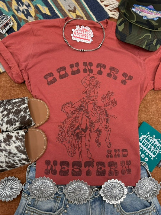 Country & Western Cowgirl Graphic TeeRustS