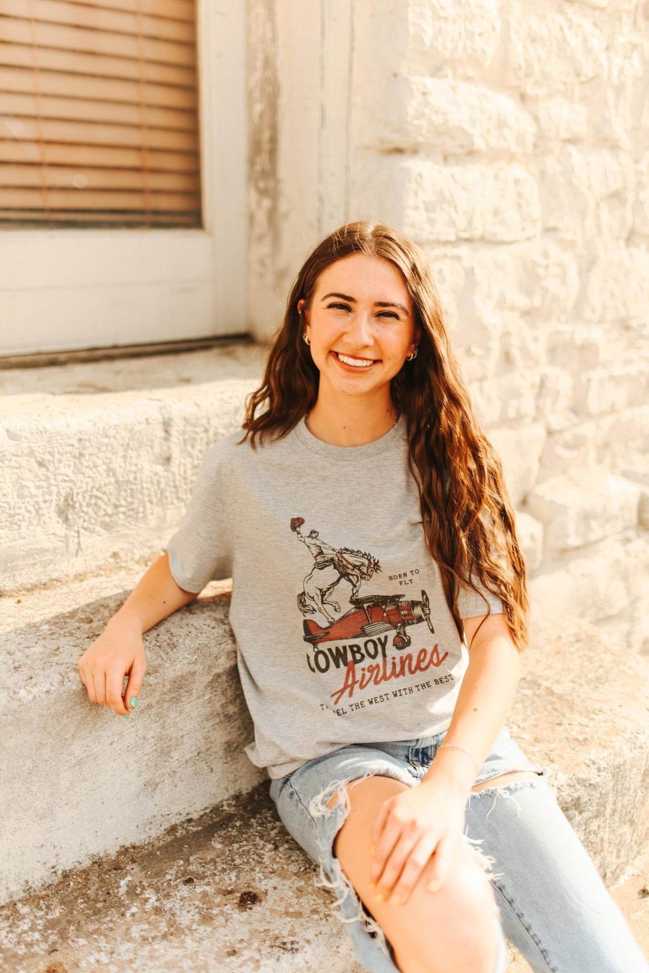 Cowboy Airlines Graphic TeeGreyS
