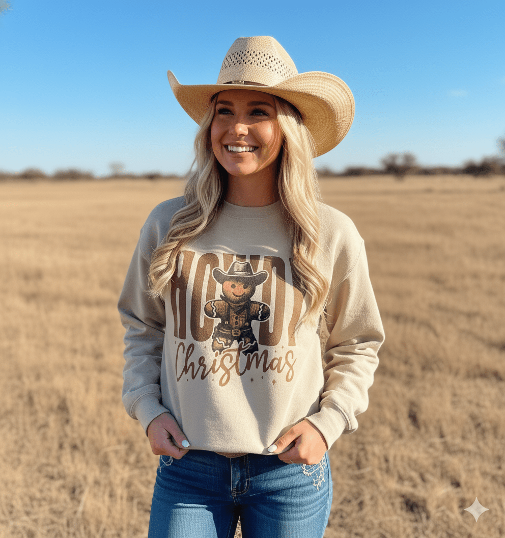 Cowboy Gingerbread Howdy Christmas Graphic SweatshirtSandS