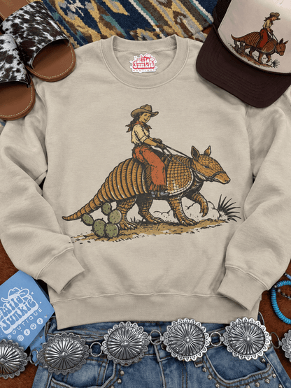 Cowboy Riding Armadillo Graphic SweatshirtSandS