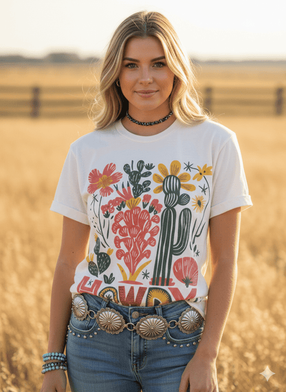 Desert Bloom Howdy Graphic TeeNaturalS
