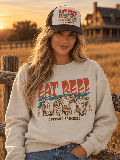 Eat Beef Support Ranchers Graphic SweatshirtSandS