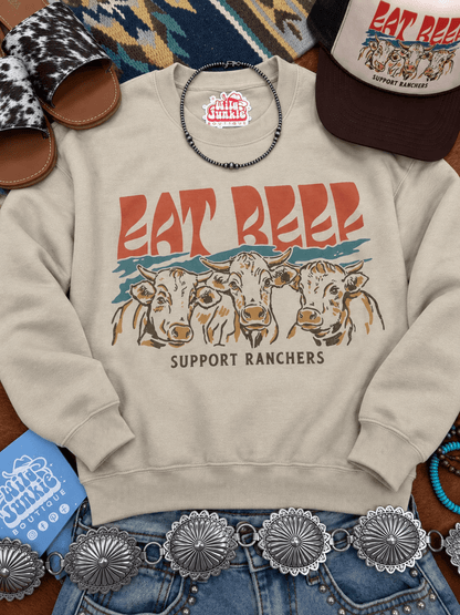 Eat Beef Support Ranchers Graphic SweatshirtSandS