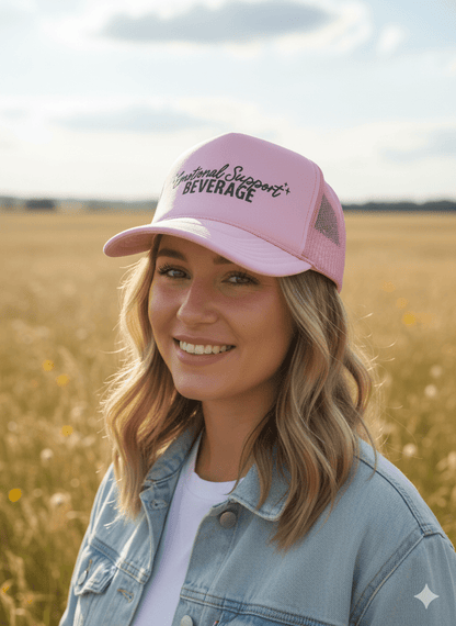 Emotional Support Beverage Pink Trucker HatPink