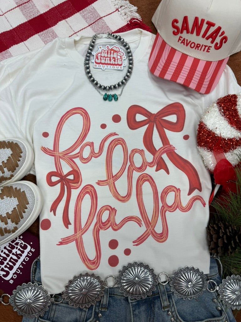 Fa La La Christmas Bow Graphic TeeNaturalS
