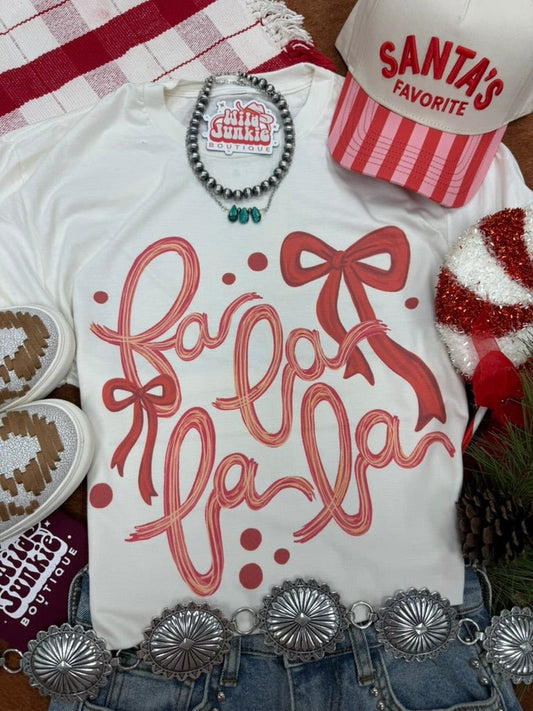 Fa La La Christmas Bow Graphic TeeNaturalS