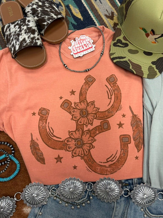 Floral Horseshoe Graphic Tee - TerracottaTerracottaS