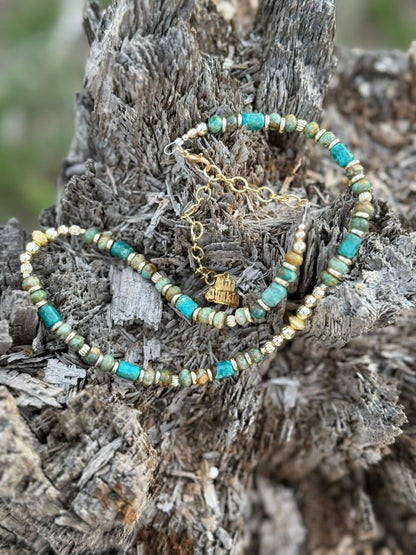 Gold Desert Turquoise Beaded Necklace