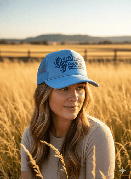 Goodness Gracious Trucker HatCarolina Blue