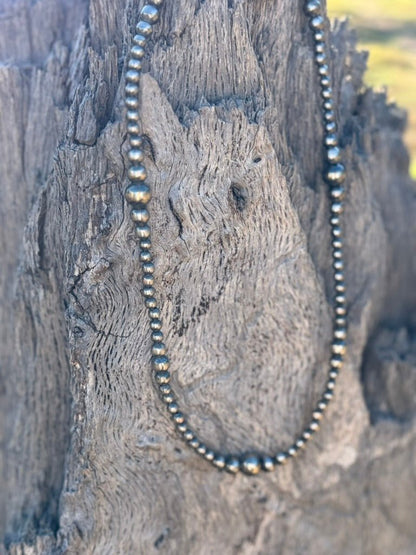 Sterling Silver Graduated Pearl Beaded Choker
