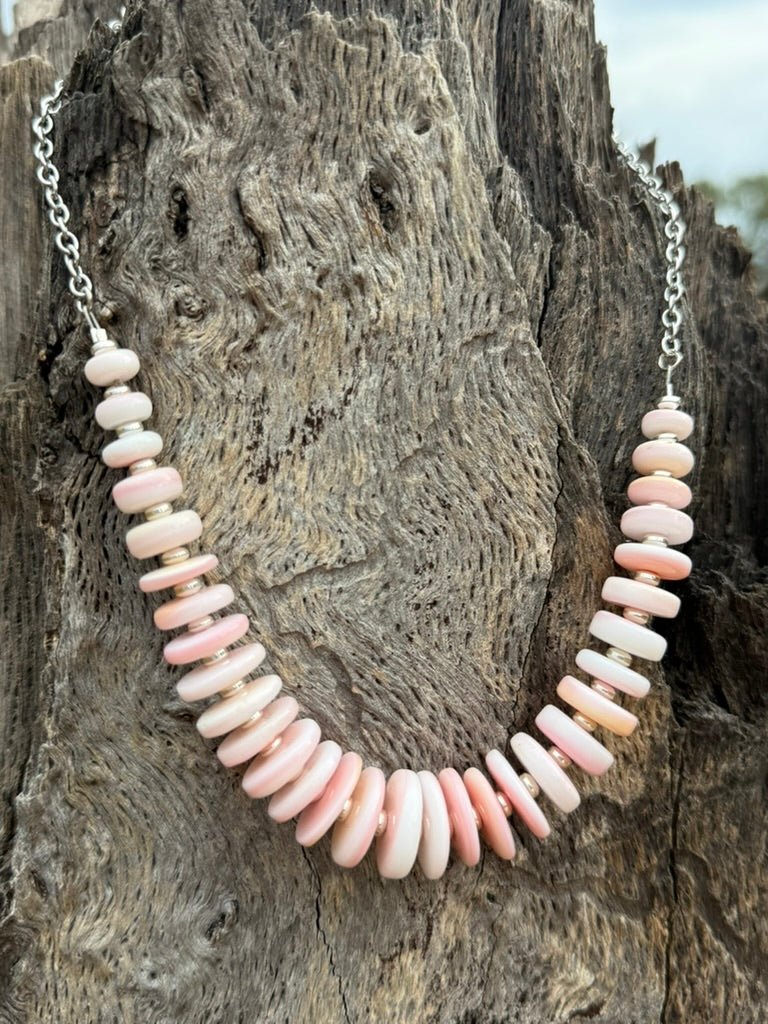 Graduated Pink Conch Chain Necklace