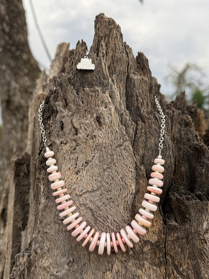 Graduated Pink Conch Chain Necklace