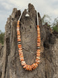 Graduated Spiny Oyster Silver Beaded Necklace