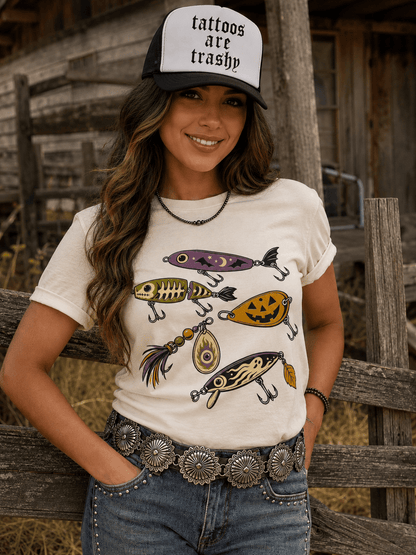 Halloween Fishing Lure Graphic Tee in Natural