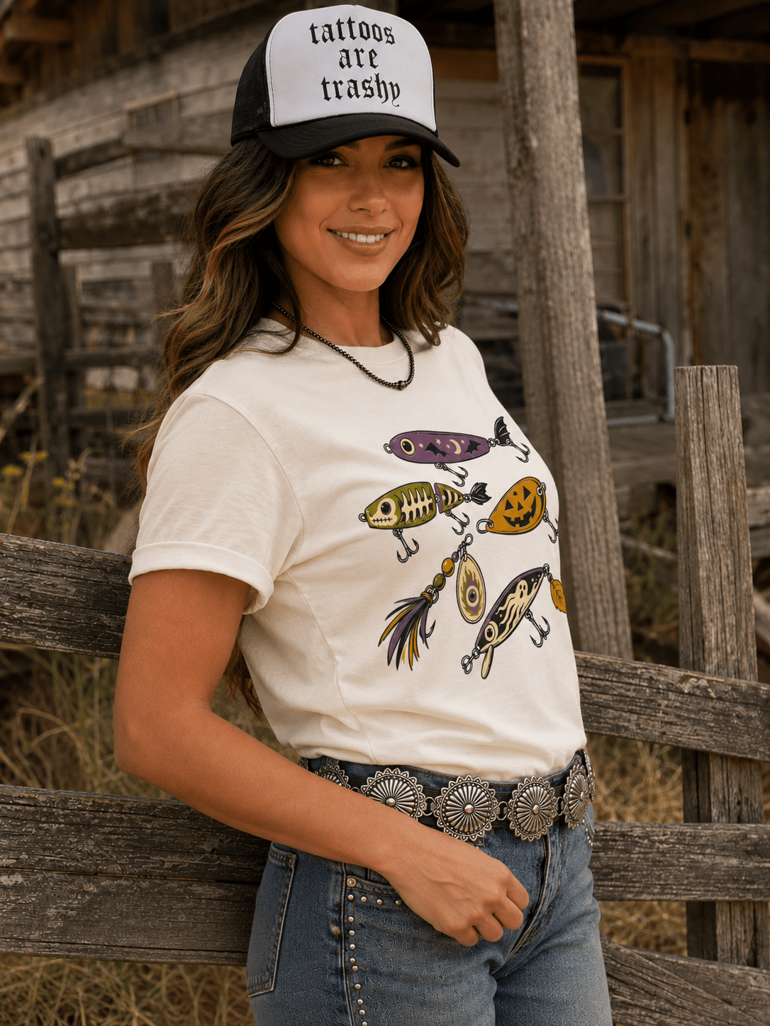 Halloween Fishing Lure Graphic Tee in Natural