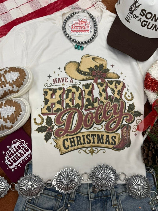 Have A Holly Dolly Christmas Graphic TeeNaturalS