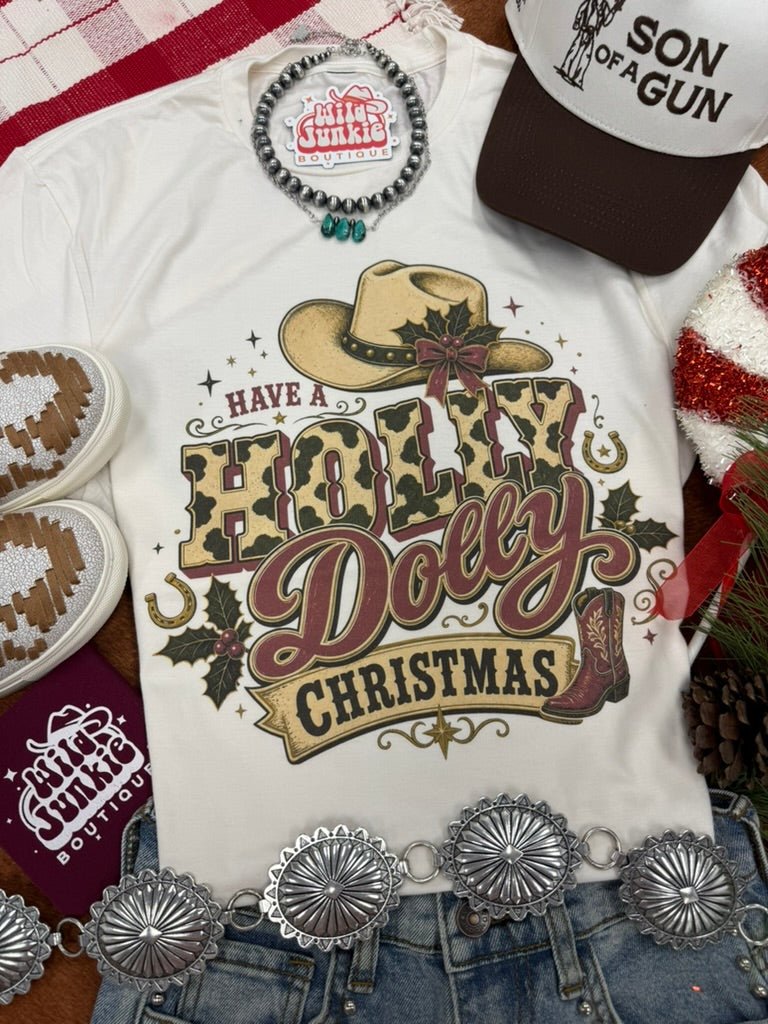 Have A Holly Dolly Christmas Graphic TeeNaturalS