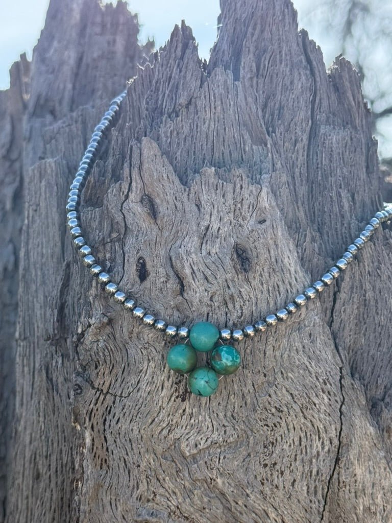 Hematite Turquoise Clover Beaded Choker
