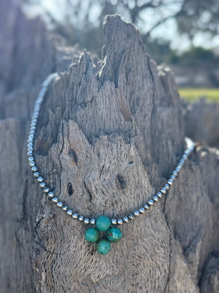 Hematite Turquoise Clover Beaded Choker