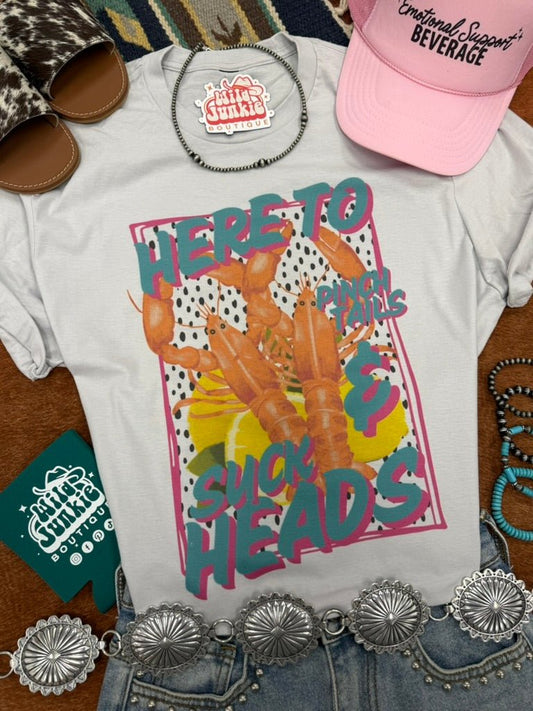 Here To Pinch Tails And Suck Heads Graphic TeeCool GreyS