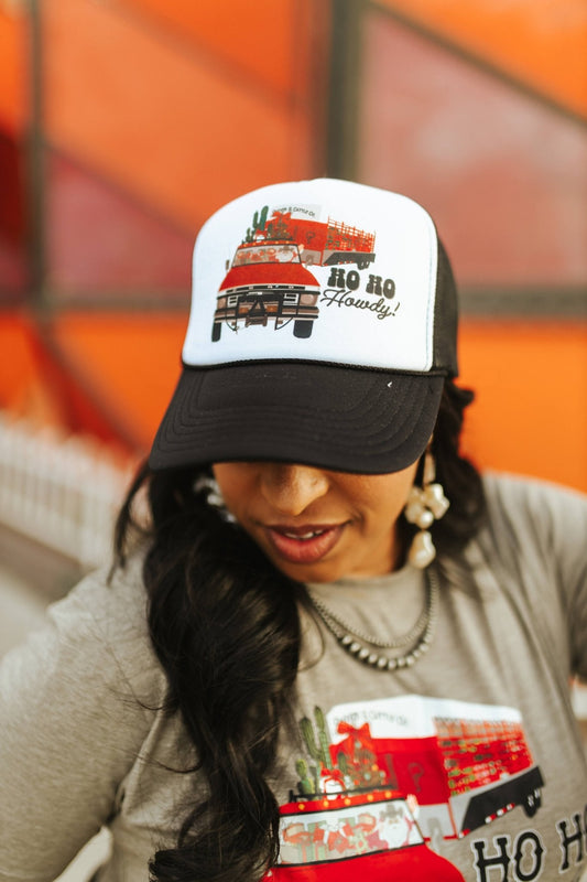 Ho Ho Howdy Trucker HatBlack & White