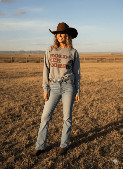 Hold Yer Horses Graphic SweatshirtOxfordS