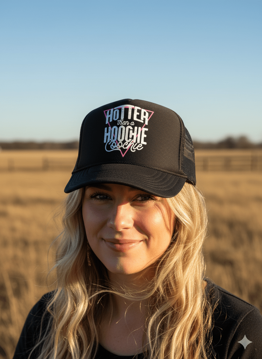 Hotter Than A Hoochie Coochie Trucker HatBlack