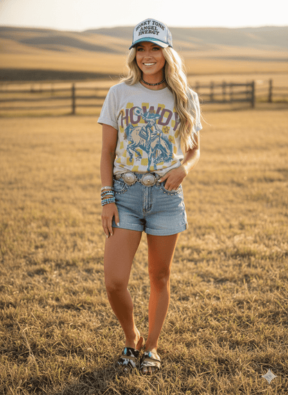 Howdy Cowgirl Graphic TeeCool GreyS