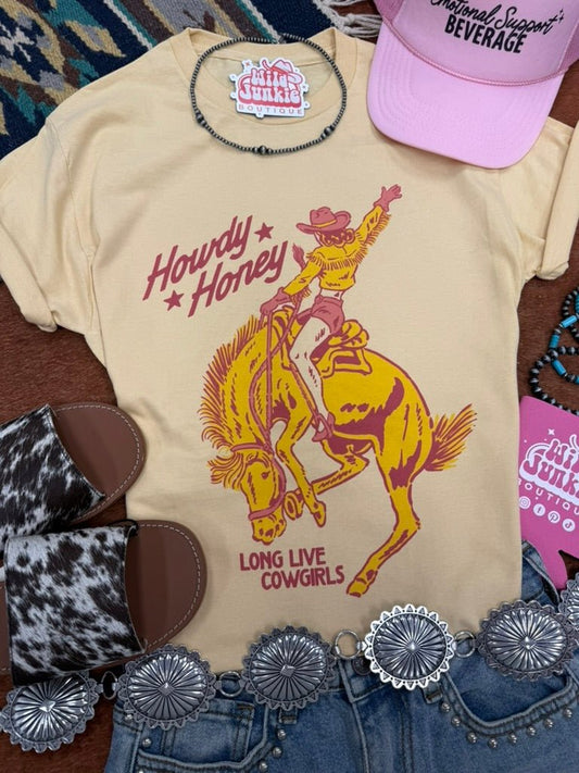 Howdy Honey Long Live Cowgirls Graphic TeeVegas GoldS