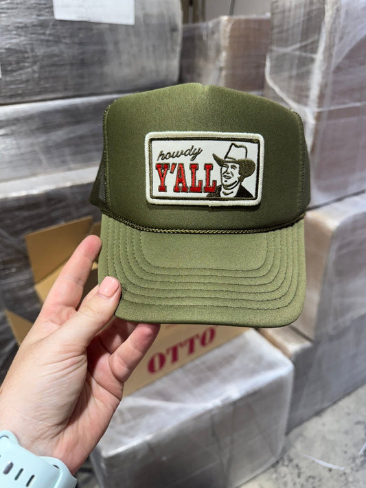 Howdy Y'all Olive Patch Trucker HatOlive