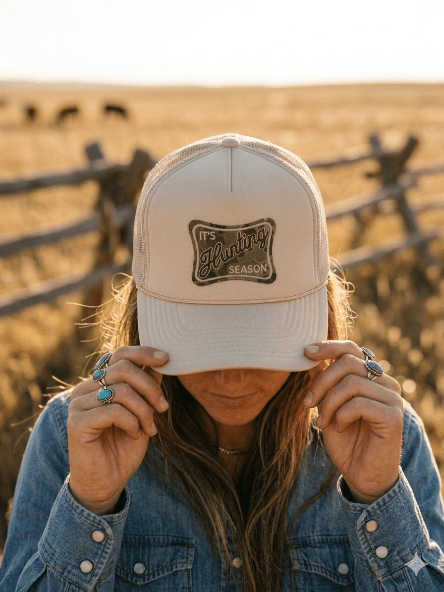It's Hunting Season Patch Trucker HatTan