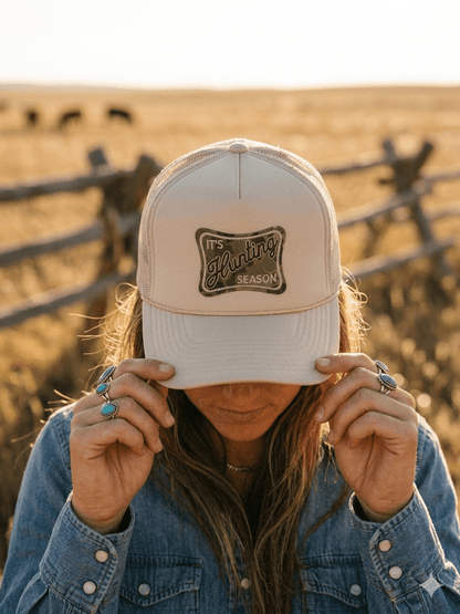 It's Hunting Season Patch Trucker HatTan