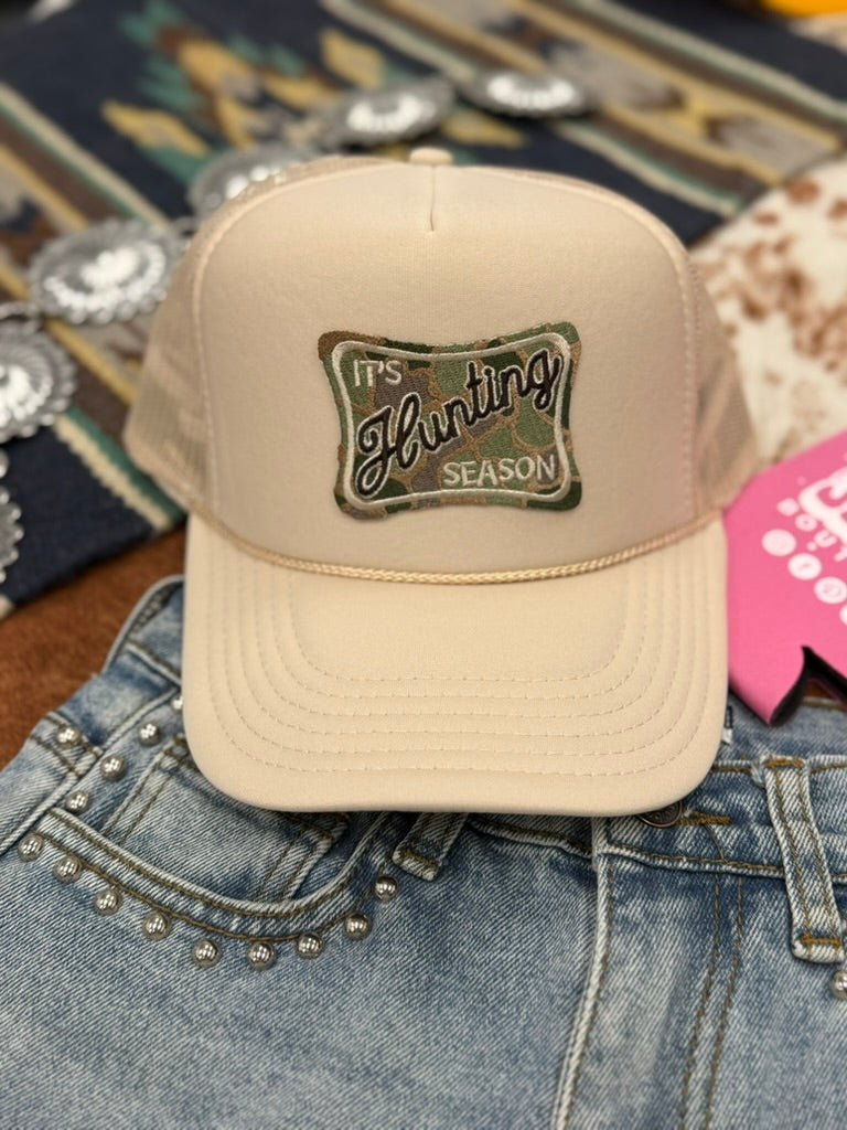 It's Hunting Season Patch Trucker HatTan