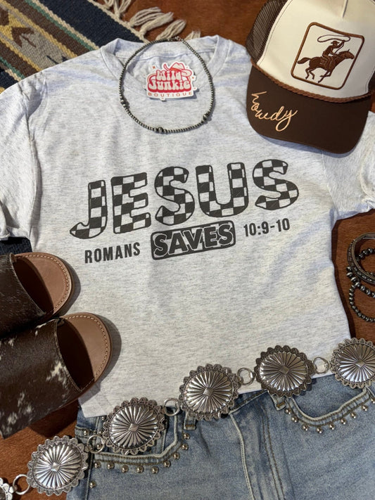 Jesus Saves Graphic TeeLight AshS