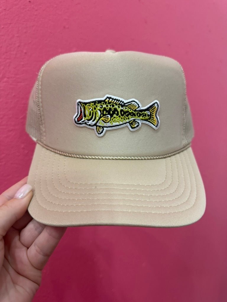 Largemouth Bass Patch Trucker HatTan