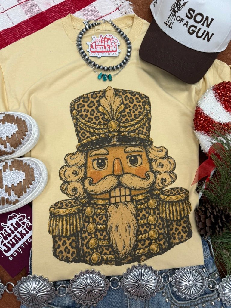 Leopard Print Nutcracker Christmas Graphic TeeVegas GoldS
