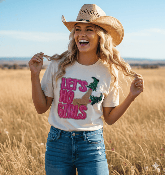 Let's Ho Girls Christmas Glitter Patch TeeHeather OatS