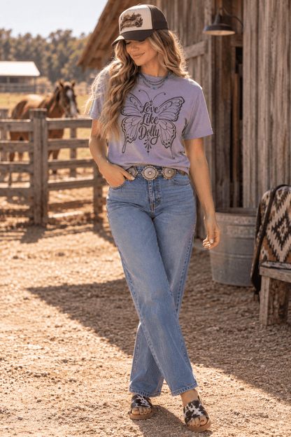Love Like Dolly Butterfly Graphic Tee in Pebble