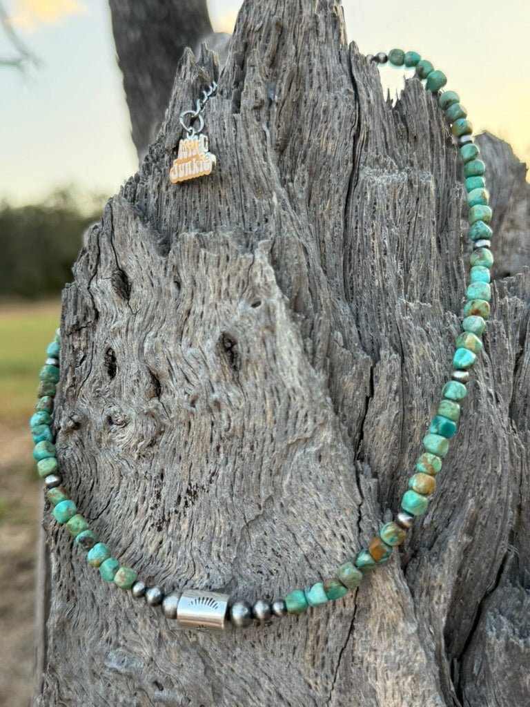 Mini Turquoise Block Beaded Choker