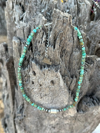 Mini Turquoise Block Beaded Choker