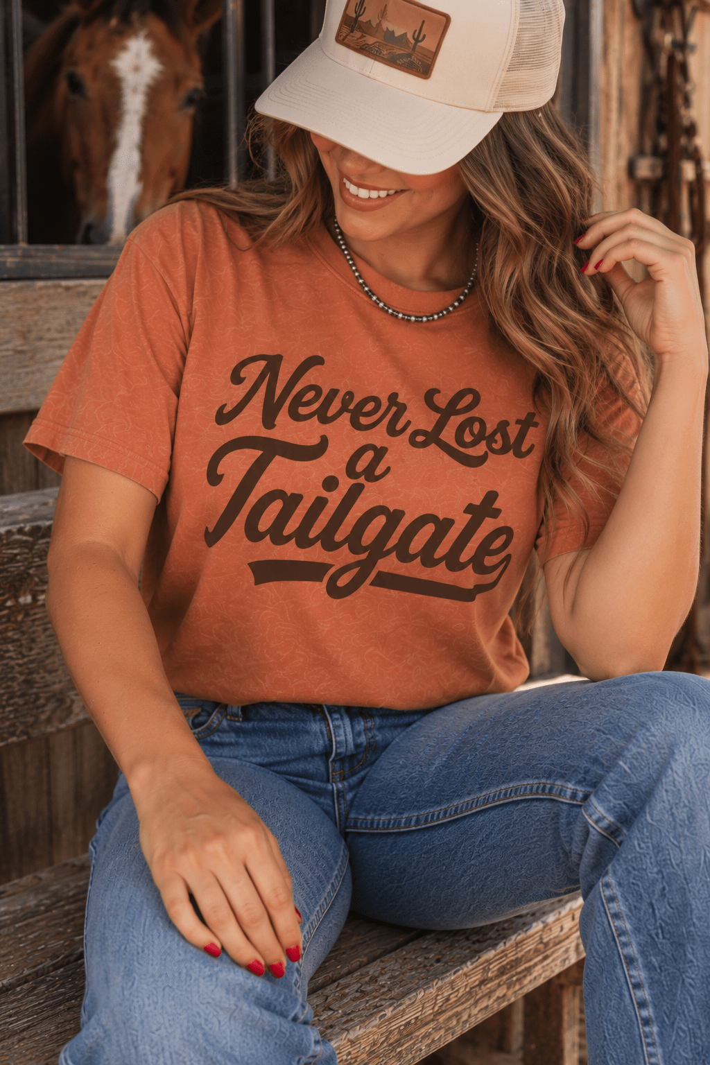 Never Lost A Tailgate Graphic Tee in Yam