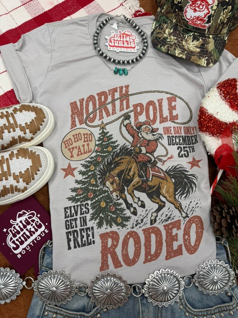 North Pole Christmas Rodeo Graphic TeeCool GreyS