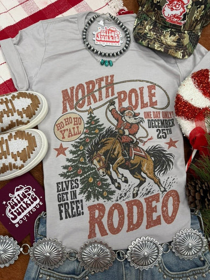 North Pole Christmas Rodeo Graphic TeeCool GreyS